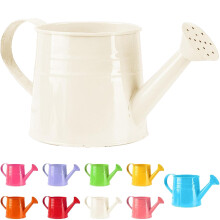 Metal Watering Can 1L White RustResistant Tinplate Long Spout for Indoor Plants Flowers and Lawn
