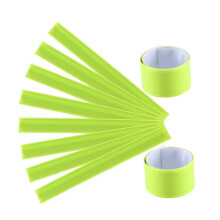 10 Pack Reflective Slap Bands  Visibility Adjustable PVC Safety Wrist Armbands for Night Running Walking Jogging Yellow