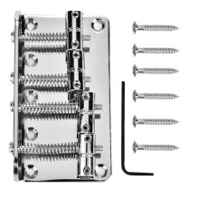 Silver Bass Bridge Replacement for Jazz and Precision Bass, Durable Metal Hard Tail Electric Guitar Bridge