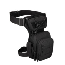 Motorcycle Leg Bag Waterproof Nylon Tactical Waist Pack with Molle System and Adjustable Straps 600D Black