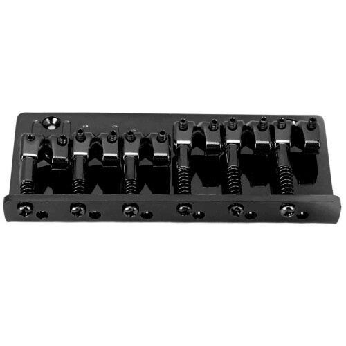 6 String Bass Bridge with Precision Saddle Adjustment, Enhanced Sustain and Durable Chrome Finish