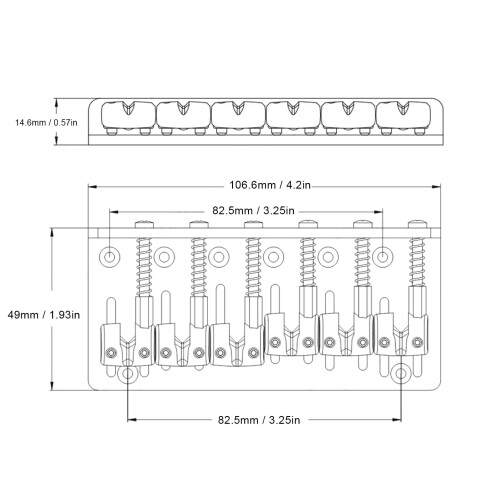 6 String Bass Bridge with Precision Saddle Adjustment, Enhanced Sustain and Durable Chrome Finish 1