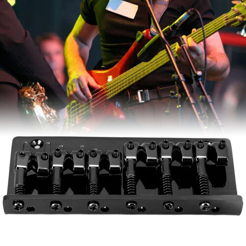 6 String Bass Bridge with Precision Saddle Adjustment, Enhanced Sustain and Durable Chrome Finish 2