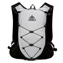 Lightweight Waterproof Nylon Hydration Backpack for Running Hiking Cycling with Reflective Vest Design (White)