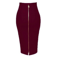 (XS, H888-Wine) Women's Elastic Bodycon Summer Pencil Bandage Skirt in Orange, Blue, Black, Red, White & Pink, 58cm
