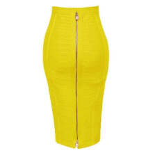 (M, H888-Yellow) Women's Elastic Bodycon Summer Pencil Bandage Skirt in Orange, Blue, Black, Red, White & Pink, 58cm