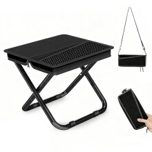 Ultralight Portable Camping Chair and Folding Camp Stool, 220LBS HeavyDuty, Compact Carry Bag for Hiking Fishing Travel (Black M)