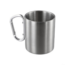Camping Mug with Carabiner Hook, Double Wall Insulated Stainless Steel Coffee Cup, 300ml for Hiking Trips