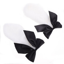 1Pair Cozy Fabric Lop Ears Hairpins Black Bowknot Cosplay Hair Clips
