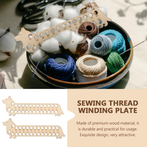 2Pcs Khaki Wood Yarn Bobbin Board Thread Organizer for Embroidery 2