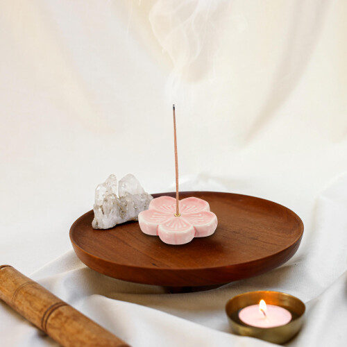 2pcs pink ceramic incense burners plates desktop decorations 2