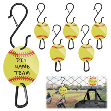 Softball Fence Hooks with Writable Name Tags, Heavy Duty Metal Dugout Gear Hangers for Bags and Helmets, 6 Pcs Yellow