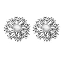1Pair Silver Rhinestone Pearl Shoe Buckles DIY Decorative Shoe Clips