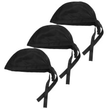 3Pcs Black Cotton Chef Hats with Ribbon Uniform Cooking Kitchen Caps