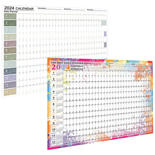 2Pcs Small 2023 Wall Calendar Planner Assorted Color Paper for Home