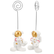 2Pcs White Compact Resin Astronaut Memo Holders for Party Table Signs