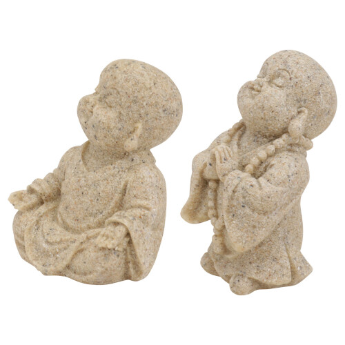 2Pcs Sandstone Little Maitreya Buddha Desktop Ornaments