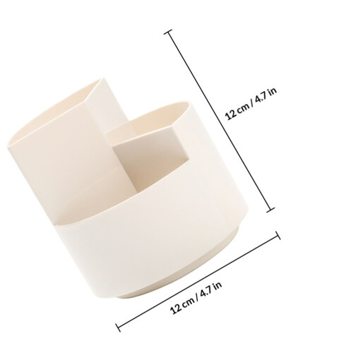 1Pc Plastic Rotatable Pen Organizer Beige Brush Pot Desktop Storage 1