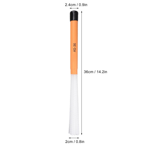 White and Orange Drum Brushes with Ergonomic Slick Handle for Practice and Performance,  Visibility Design 1
