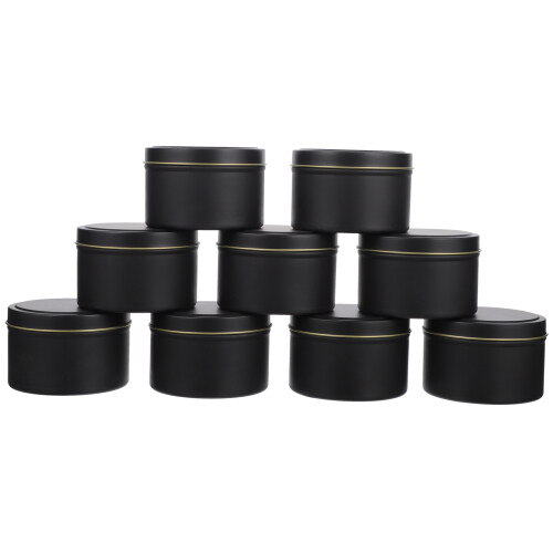 9Pcs Round Black Tin Candle Containers for Home DIY and Gift Storage