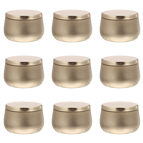 9Pcs Golden Tinplate Multi-Purpose Jar for Tea Candy Gifts