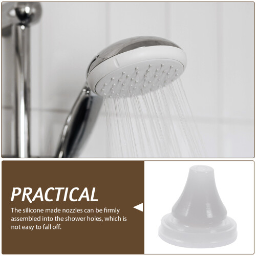 50Pcs Light Grey Shower Head Silicone Nozzle Replacement Spray Holes 2
