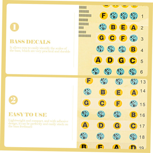 2Pcs Bass Fretboard Note Stickers for Fast Scale Learning, Durable Decals for Beginner Practice 2