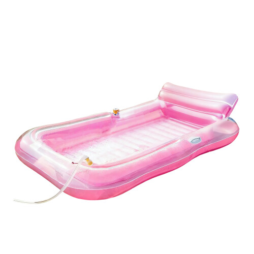 PVC Floating Pool Mat Mattress With Sprinkling Feature For-pink