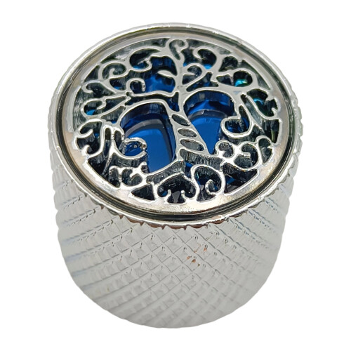 6mm Schaftloch Potentiometerknopf-Silber mit blauer Einlage