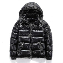 (2XL) Shiny Down Jacket Men Women Winter Jacket Stand-up Tie Hood Down Jacket