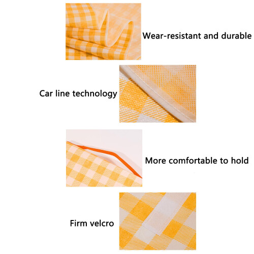 Foldable Picnic Blanket Set Waterproof Gingham Outdoor Mat with Strap, Durable Edge Binding, 3Pack 2