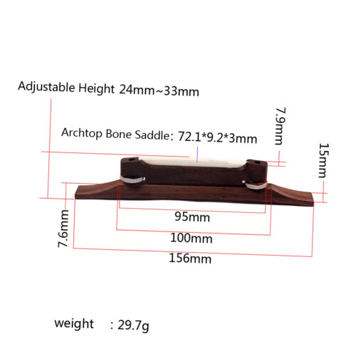 2pcs Archtop Guitar Bridge Saddle Replacement Set for Acoustic Guitar, Adjustable String Height 2