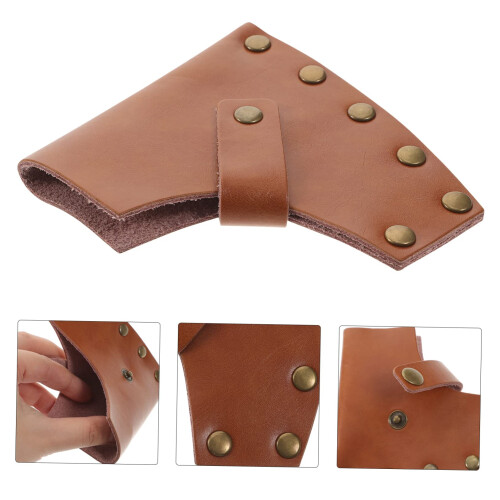 Leather Axe Sheath Hatchet Cover for Camping, Durable Leather Construction Blade Protection 2
