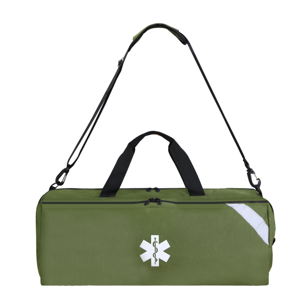 Green Large First Aid Kit Bag With Reflective Strips, 600D Oxford Medical Trauma Bag For Emt
