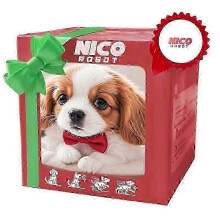 (White and Brown) Nico Robot Dog, My Realistic Robot Puppy, Interactive Plush Toy That Acts Like A Real Puppy