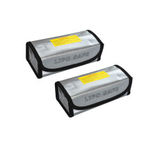 LiPo Safe Bag 2 Pack Fireproof Battery Storage Pouch with HeatResistant Fiberglass Shield and Hook Loop Closure