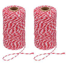 Dark Red White 2mm Cotton Bakers Twine 2 Rolls, Durable Butcher Twine for Cooking, Crafting and Gift Wrapping