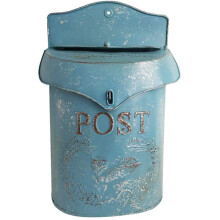 Vintage Wall Mounted Wrought Iron Mailbox with Bird Embossed Design, Lockable Weatherproof Green Box