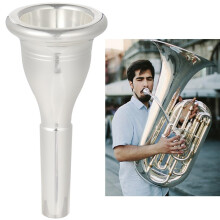 Silver Plated Copper Tuba Mouthpiece, Professional Durable Design for Clear Tone and Comfortable Rim