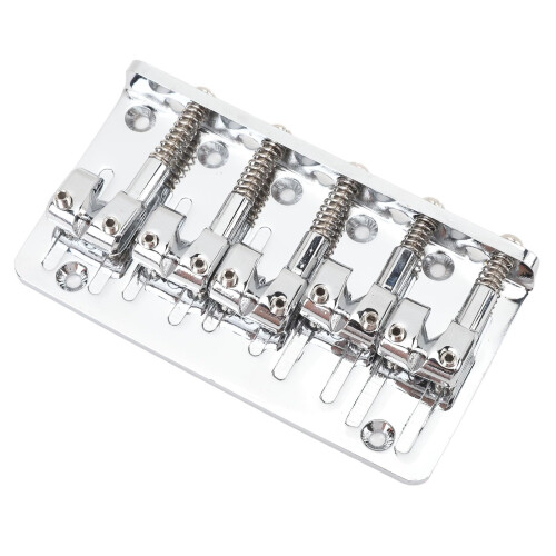 5 String Bass Guitar Bridge Adjustable Saddle Electroplated Zinc Alloy Silver Replacement