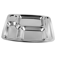 Stainless Steel Divided Plate for Adults, Durable MultiCompartment Tray Keeps Food Separated
