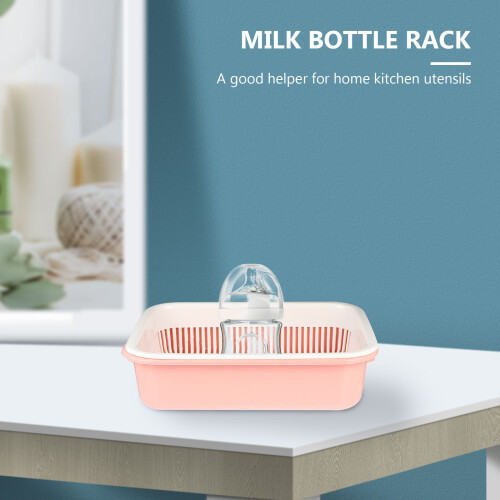 Pink PP Baby Bottle Storage Box Kitchen Drying Rack for Tableware 2