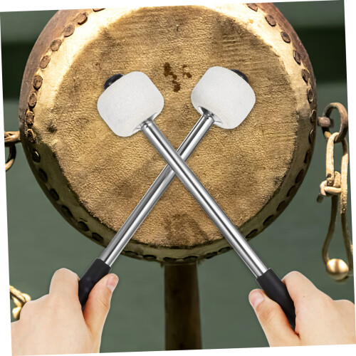 2pcs Lightweight Drumsticks for Practice with Wool Felt Head Drum Mallets and Steel Handle 1