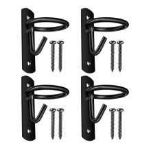Heavy Duty Wall Mounted Feed Bucket Holder-Black 4 pieces
