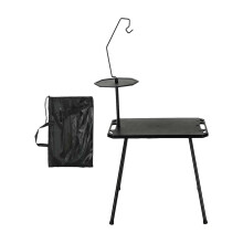 Folding Camping Table with Light Holder, Heat Resistant Surface, Steel Frame, Carry Bag