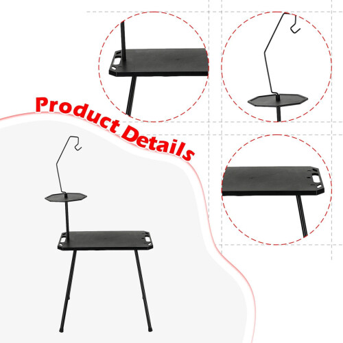 Folding Camping Table with Light Holder, Heat Resistant Surface, Steel Frame, Carry Bag 2