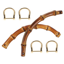 2Pz Manici A U in Bamboo E Metallo, Per Fai-Da-Te Borse Chiaro