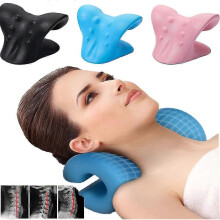 (Black) Neck Shoulder Stretcher Relaxer Cervical Chiropractic Traction Device Pillow For Pain Relief Spine Alignment Gift