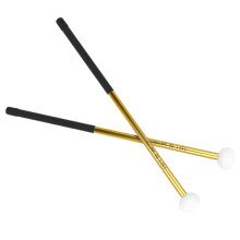 2pcs Drum Mallets with Felt Heads Ergonomic Grip Golden Finish for Snare and Marching Drums