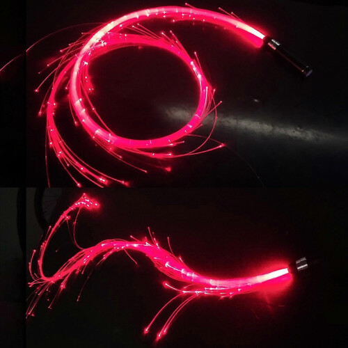 (Red) Hand Throwing Glowing Fiber Whip Ambient Light Props 2